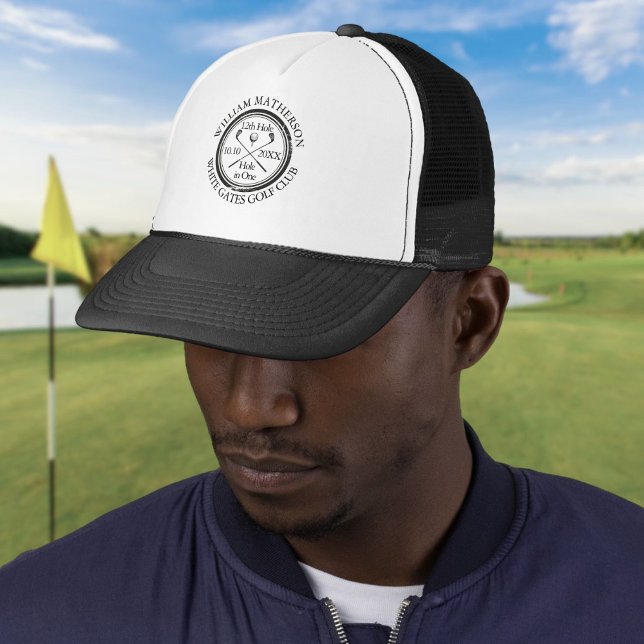Gorra De Camionero Agujero en un clásico golf personalizado (Hole in One Classic Personalised Golf Trucker Hat)