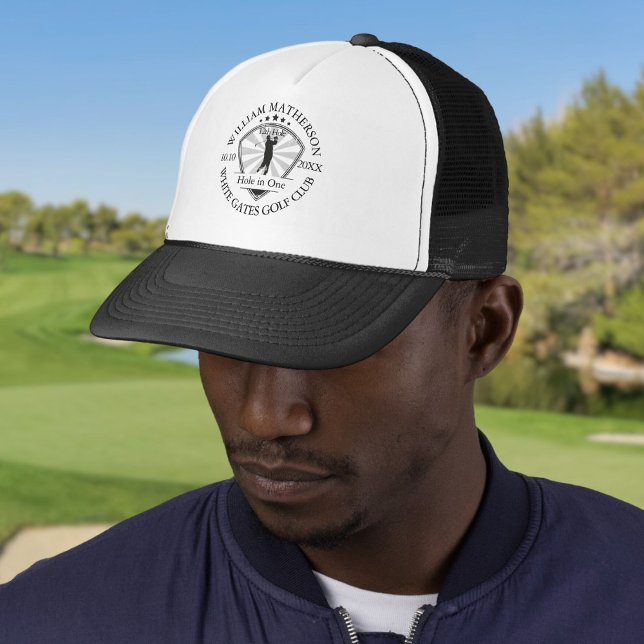 Gorra De Camionero Agujero en un clásico golf personalizado (Hole in One Classic Personalised Golf Trucker Hat)
