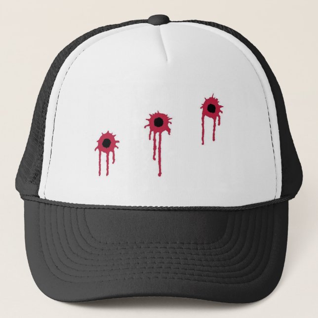 GORRA DE CAMIONERO AGUJEROS DE BALA SANGRIENTOS (Anverso)
