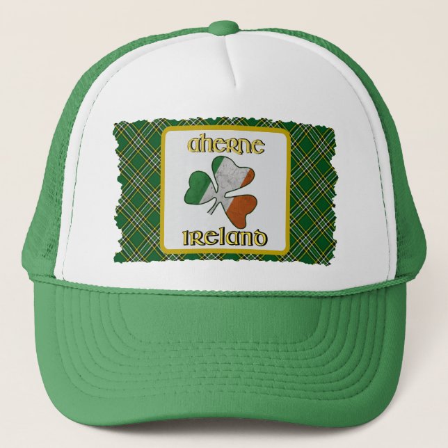 Gorra De Camionero Aherne Bandera Irlandesa Shamrock Trucker Hat (Anverso)