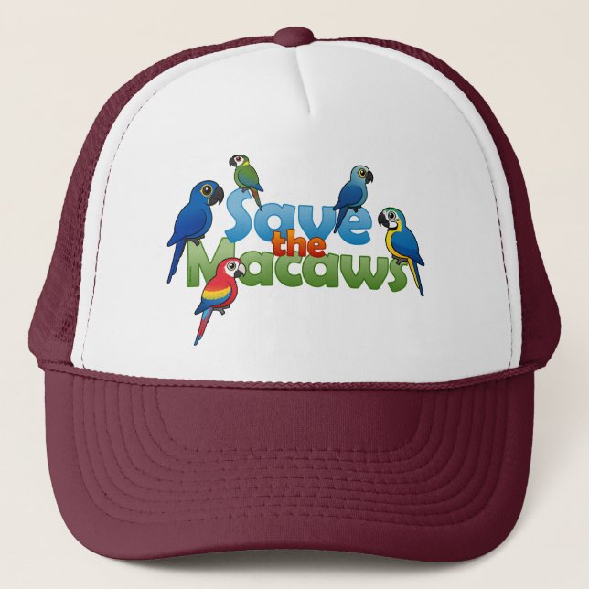 Gorra De Camionero Ahorre los Macaws (Anverso)