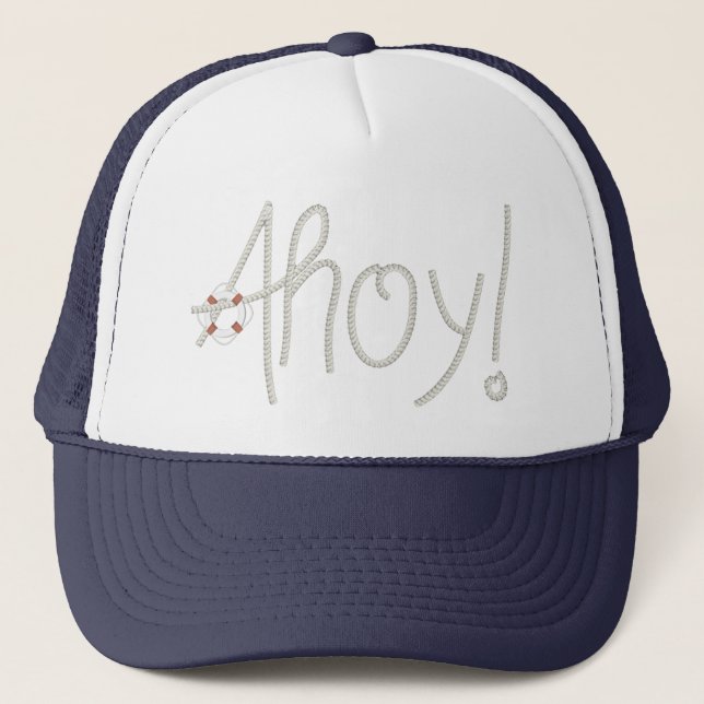 Gorra De Camionero Ahoy texto náutico de la cuerda con salvación (Anverso)