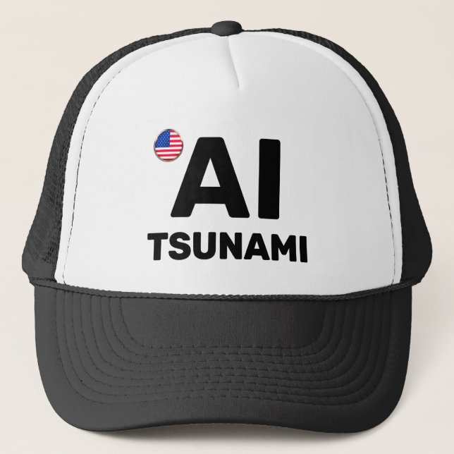 Gorra De Camionero AI Tsunami™ Trucker Hat (Customize It!) (Anverso)