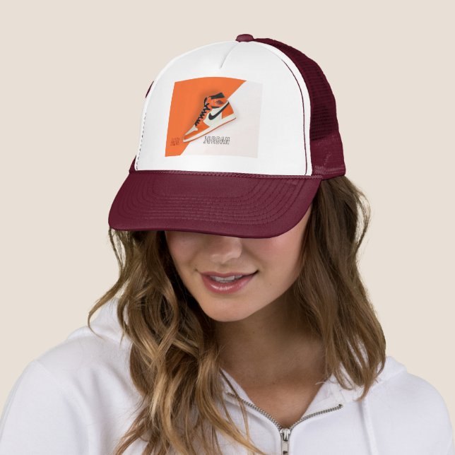 Gorra De Camionero Air Jordan 1 naranja impactante y capa blanca (In situ)