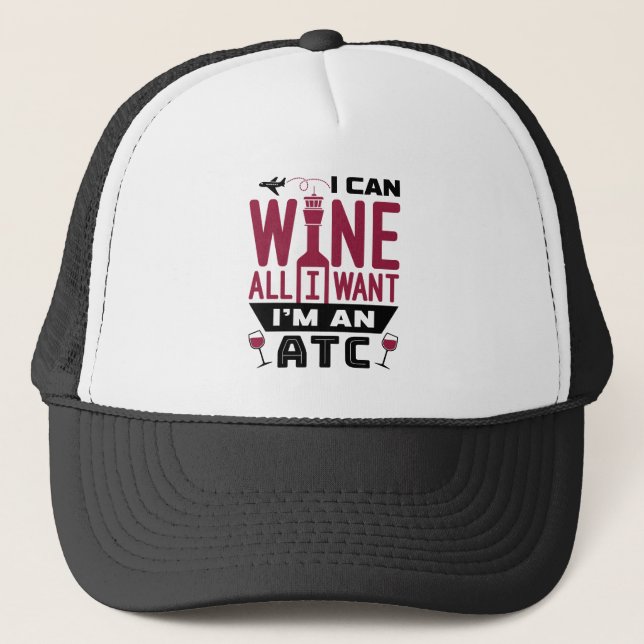 Gorra De Camionero Air Traffic Controller Control ATC Funny Wine (Anverso)