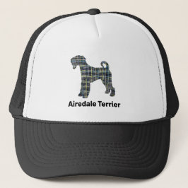 Gorra De Camionero Airedale Terrier Dog Silhouette Grid Personalizado