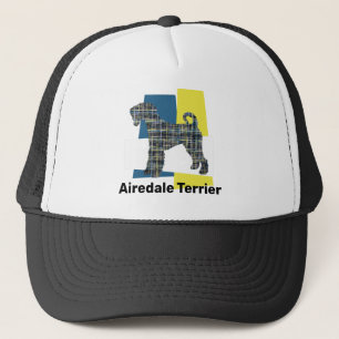 Gorra De Camionero Airedale Terrier Dog Silhouette Tricolor Grid