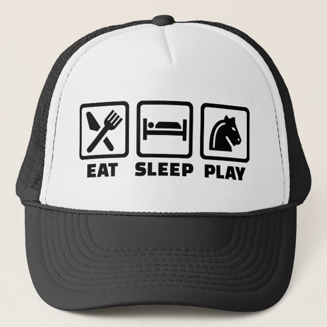 Gorra De Camionero Ajedrez de Eat Sleep Play (Anverso)