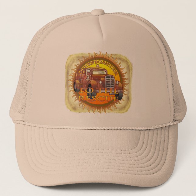 Gorra De Camionero Al nombre personalizado del bombero de rescate (Anverso)