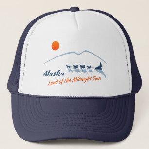 Gorra De Camionero Alaska. Tierra del Sun de medianoche - logotipo