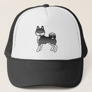 Gorra De Camionero Alaskan Klee Kai blanco y negro perro de dibujos a
