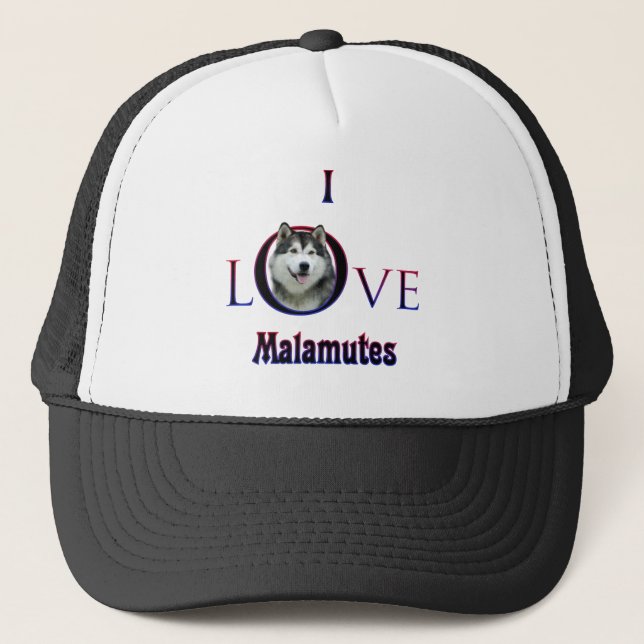 Gorra De Camionero Alaskan Malamute I Love (Anverso)