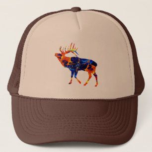 GORRA DE CAMIONERO ALCE PINTURA ABSTRACTA NEÓN COLORIDA