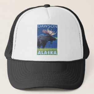 Gorra De Camionero Alces en la noche - Dawson, Alaska