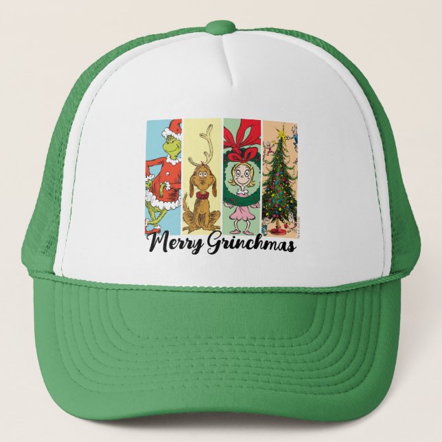 Gorra De Camionero Alegre Grinchmas Collage Navideño (Anverso)