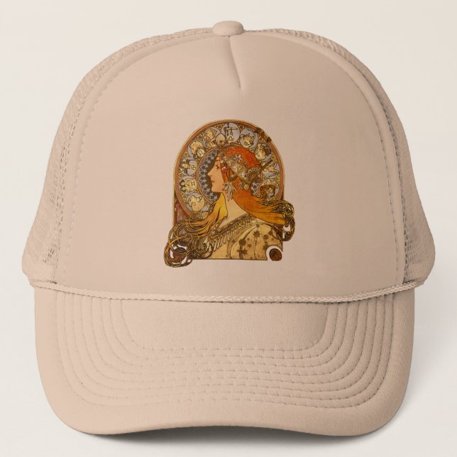 Gorra De Camionero Alfonse Mucha Zodiac Art Nouveau Mujer (Anverso)