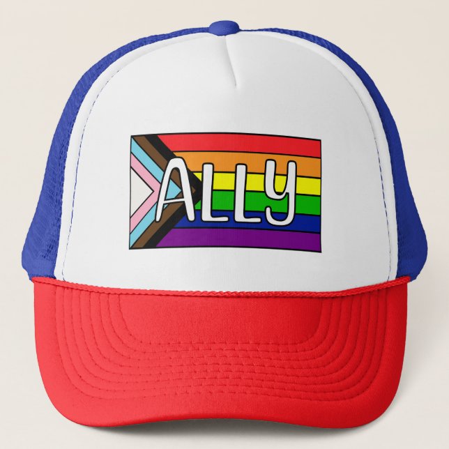 Gorra De Camionero Aliado LGBTQIA+ | Bandera arco iris (Anverso)