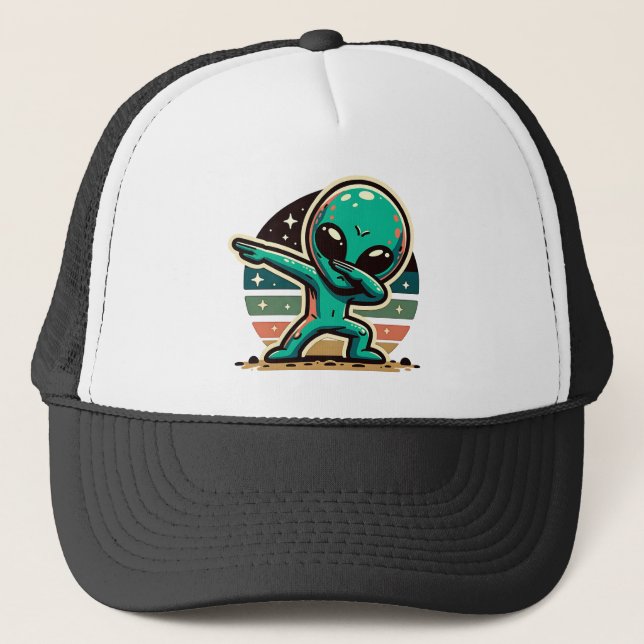 Gorra De Camionero Alien Dabbing extraterrestre divertida (Anverso)