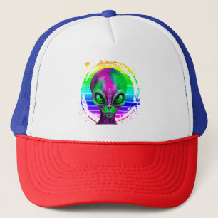 Gorra De Camionero Alien moderno y colorido arcoiris