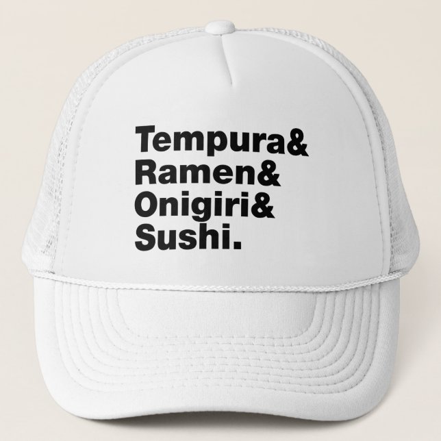 Gorra De Camionero Alimentos japoneses Tempura y Ramen y Onigiri y Su (Anverso)