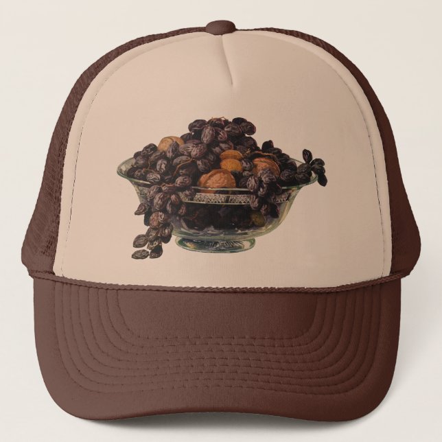 Gorra De Camionero Alimentos, nueces y almendras de época, frutas y n (Anverso)