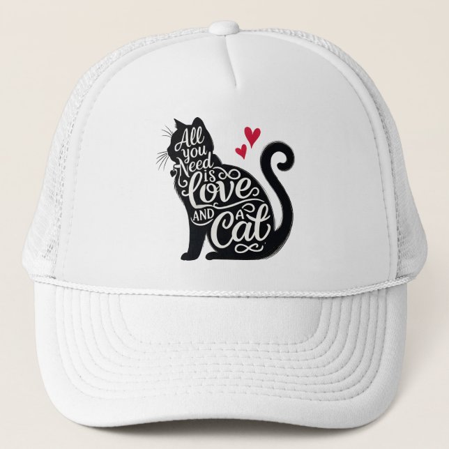 Gorra De Camionero All You need is Love and a Cat Hat (Anverso)