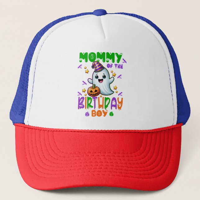 Gorra De Camionero "alloween Ghost Birthday Boy Mommy Spooky Fun (Anverso)