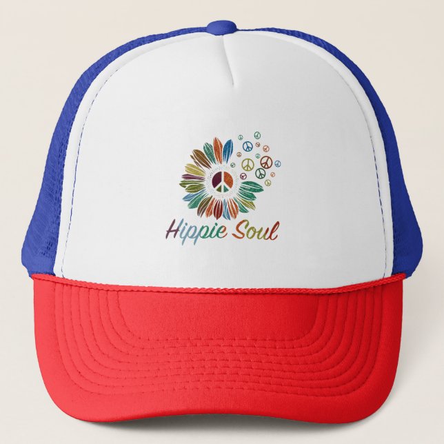 Gorra De Camionero Alma de Hippie Boho Paz y Amor  (Anverso)