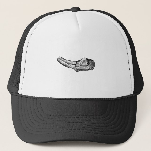 Gorra De Camionero Almeja de Geoduck (ilustracion blanco y negro) (Anverso)