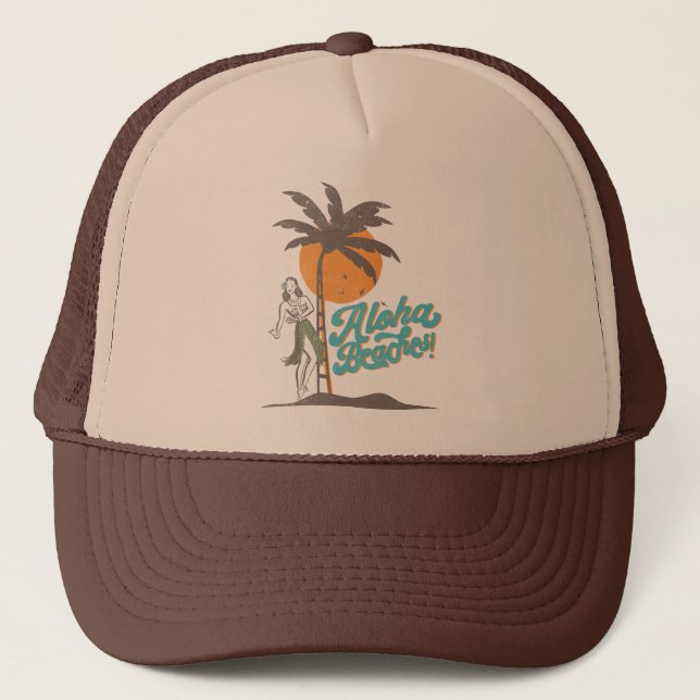 Gorra De Camionero Aloha Beach Hula Chica Hawaii Retro Hawái (Anverso)