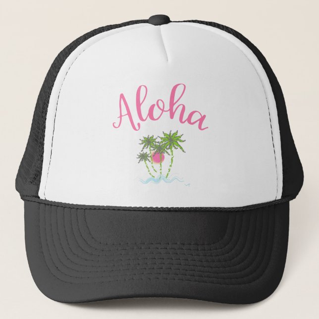 Gorra De Camionero Aloha-Beaches Guay estilo hawaiano de vacaciones (Anverso)