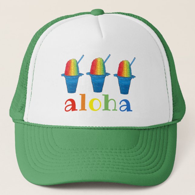 Gorra De Camionero ALOHA Hawaii Hawaii Hielo Shave Shaw (Anverso)