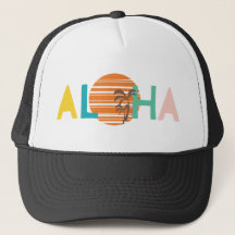 "Aloha" Palm Tree Multicolor Beach Sunset Beach Ha