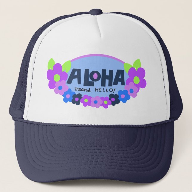Gorra De Camionero Aloha significa Hola Floral hawaiana (Anverso)