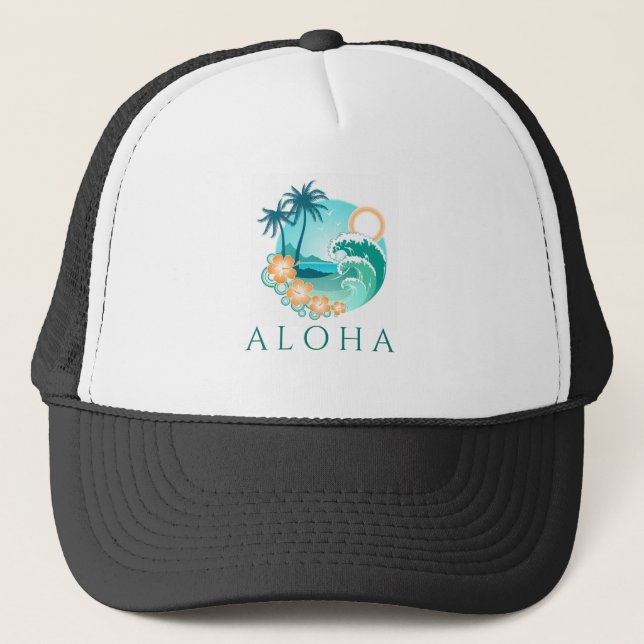Gorra De Camionero Aloha Tropical (Anverso)