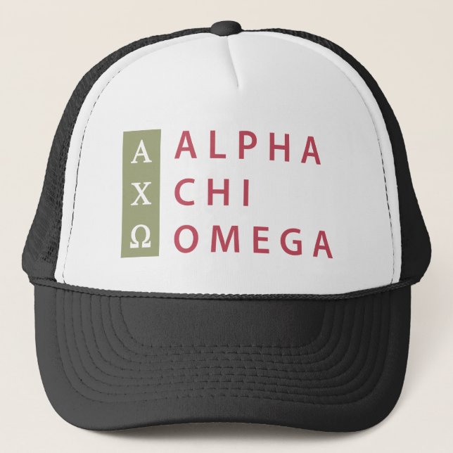 Gorra De Camionero Alpha Chi Omega| Logotipo apilado (Anverso)