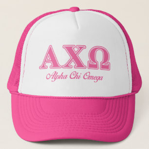 Gorra De Camionero Alphi Chi Omega Letras Rosas