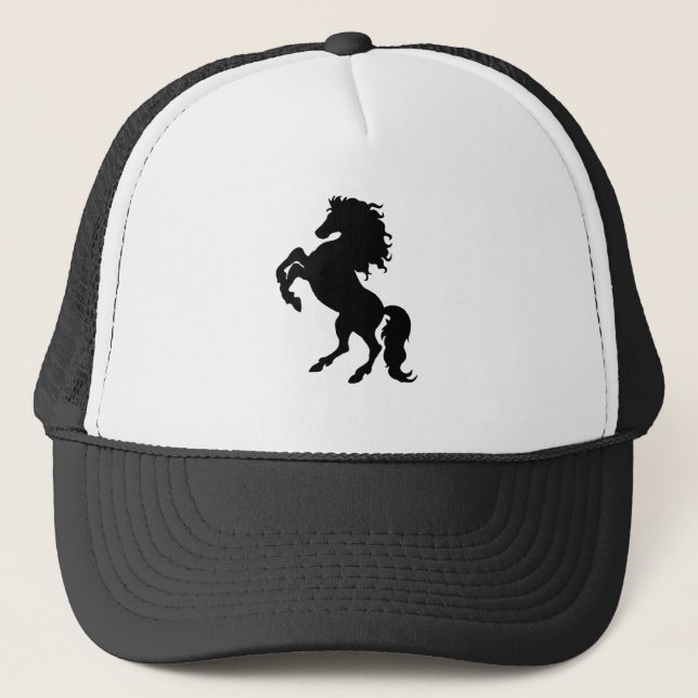 Gorra De Camionero Alquiler de Stallion negro / caballo (Anverso)