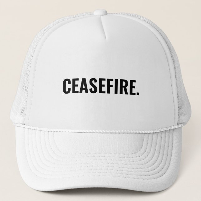 Gorra De Camionero Alto al fuego blanco negro texto minimalista contr (Anverso)
