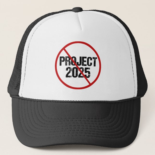 Gorra De Camionero Alto al proyecto político anti Trump 2025 (Anverso)