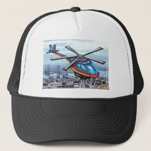 Gorra De Camionero Alto helicóptero del vuelo sobre las carreteras