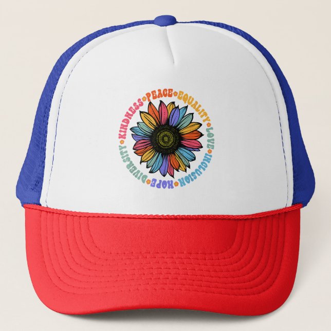 Gorra De Camionero Amabilidad Paz Igualdad Amor Esperanza Diversidad  (Anverso)