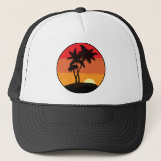 Gorra De Camionero Amanecer de árbol de palmas