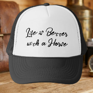 Gorra De Camionero Amante de los caballos blanco negro