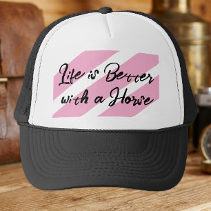 Gorra De Camionero Amante de los caballos blanco rosa