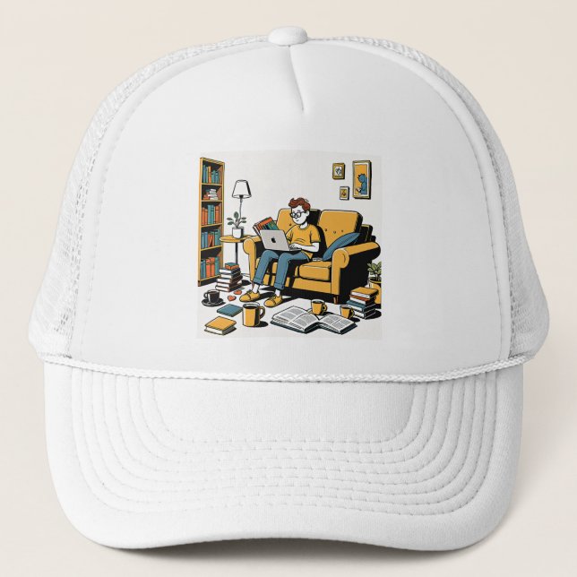 Gorra De Camionero Amante de los libros en el sofá (Anverso)