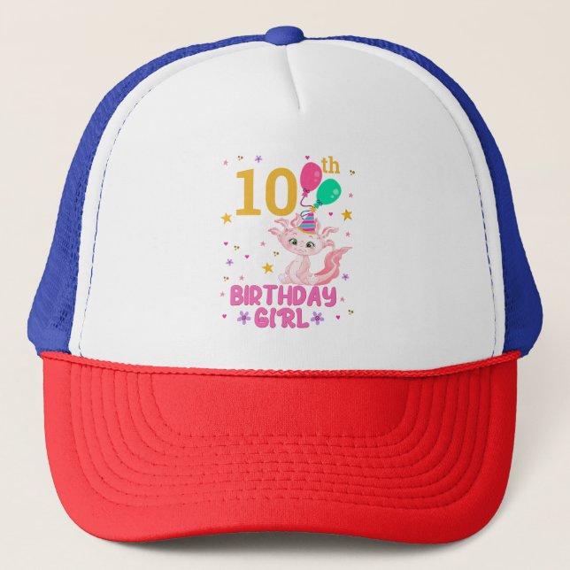 Gorra De Camionero Amantes de Axolotl Chica de cumpleaños Salamander  (Anverso)
