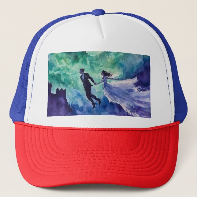 Gorra De Camionero Amantes voladores - Pintura de acuarela (Anverso)