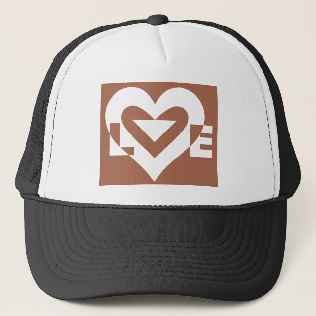 Gorra De Camionero Amar el blanco en Brown (Anverso)
