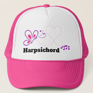 Gorra De Camionero Amar el clavicordio rosa mariposa morada corazón
